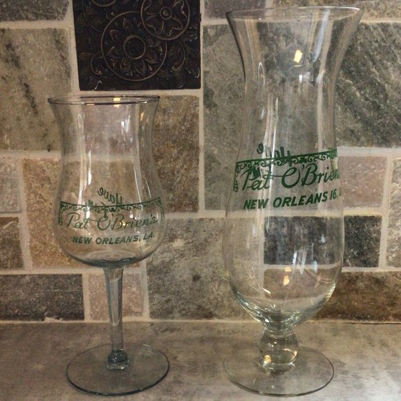 Other - Set of two vintage Pat O'Brien's glasses, hurricane & stemmed cocktail